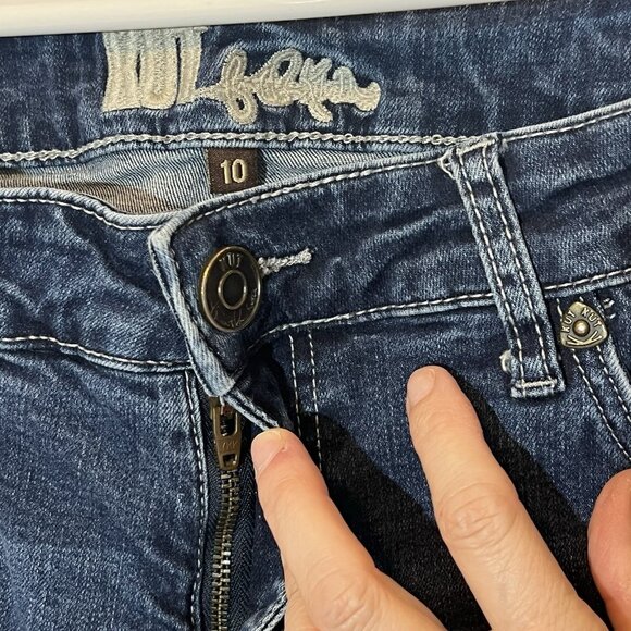 KUT From The Kloth Jeans Women’s 10 Blue Denim Ankle Straight Distressed Stretch - Picture 3 of 16